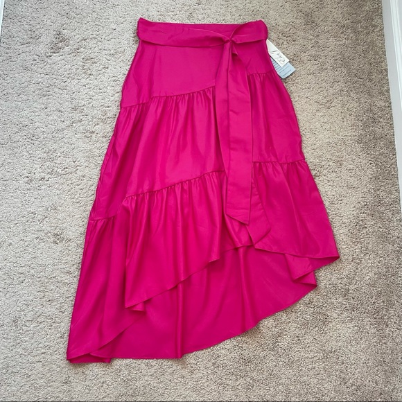 Eliza J Asymmetrical Ruffle Tie-Front Midi Skirt - Picture 8 of 14
